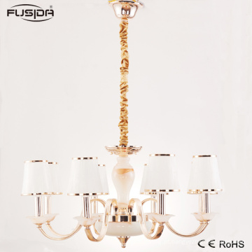 Ferro pingente luz candelabro iluminação com abajur de vidro (d-6103/8)